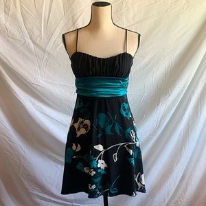 Black and teal party dress size small